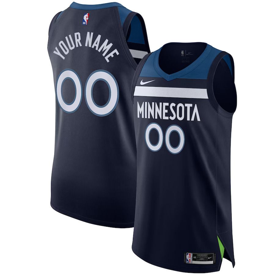Men Minnesota Timberwolves Nike Navy Authentic Custom NBA Jersey
